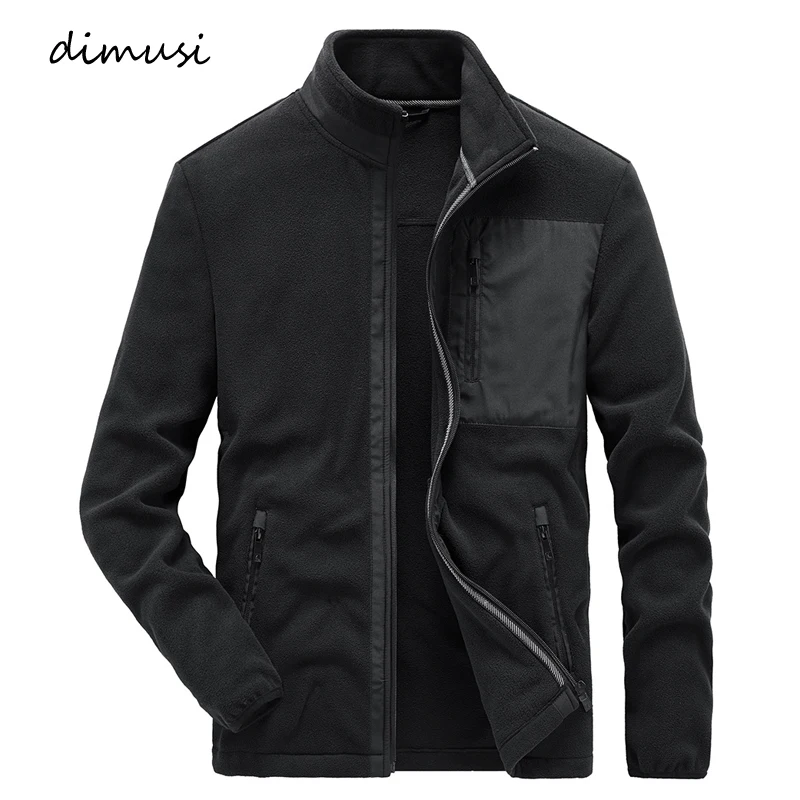 

DIMUSI Men's Fleece Jacket Casual Outwear Man Polar Softshell Warm Coats Fashion Stand Collar Slim Fit Sweatshirt Mens Clothing