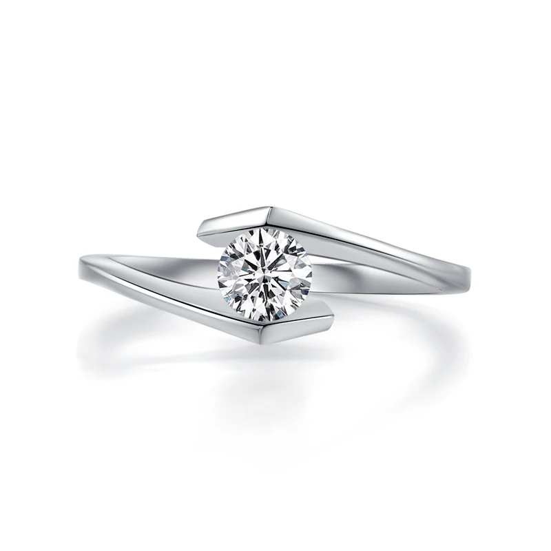 AINOUSHI, роскошное кольцо Sona Solitaire, сердце и стрелы, круглая огранка, обручальное кольцо, твердое, 925 пробы, серебряное, крученое кольцо