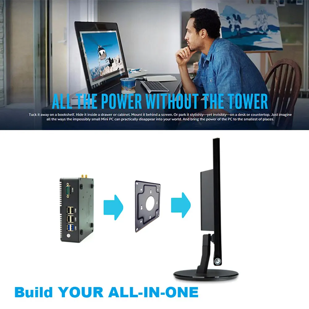 Дешевый четырехъядерный Мини ПК Celeron N3160 J3160 J1800 J1900 Windows 10 Pro Dual LAN Mini ITX компьютер RS232