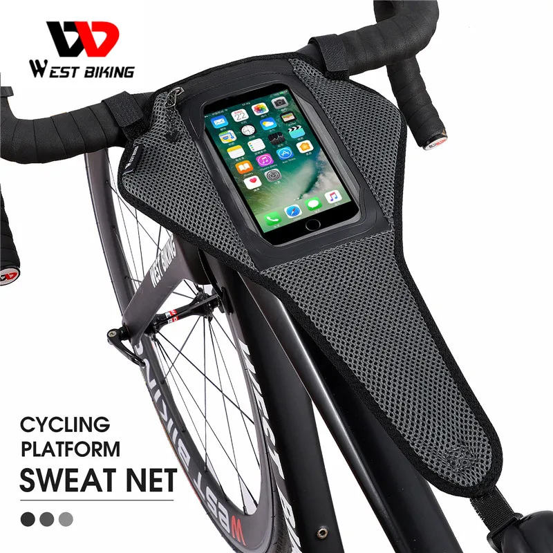 

WEST BIKING Bike Trainer Sweatbands With Phone Pouch Case Home Exercise Cycling Sweat Absorb Guard MTB Road Bicycle Accessories