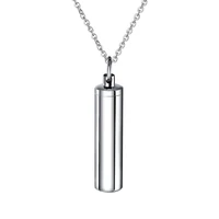 stainless steel cylinder pendant necklace cremation ash holder urn memorial jewelry
