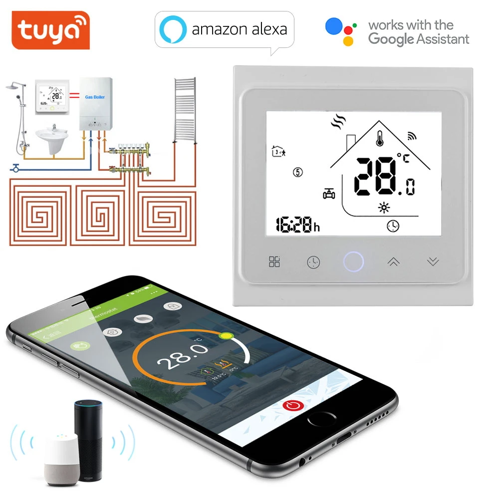 Приложение TUYA Smart WiFi Сенсорный Термостат Температура Беспроводной контроллер