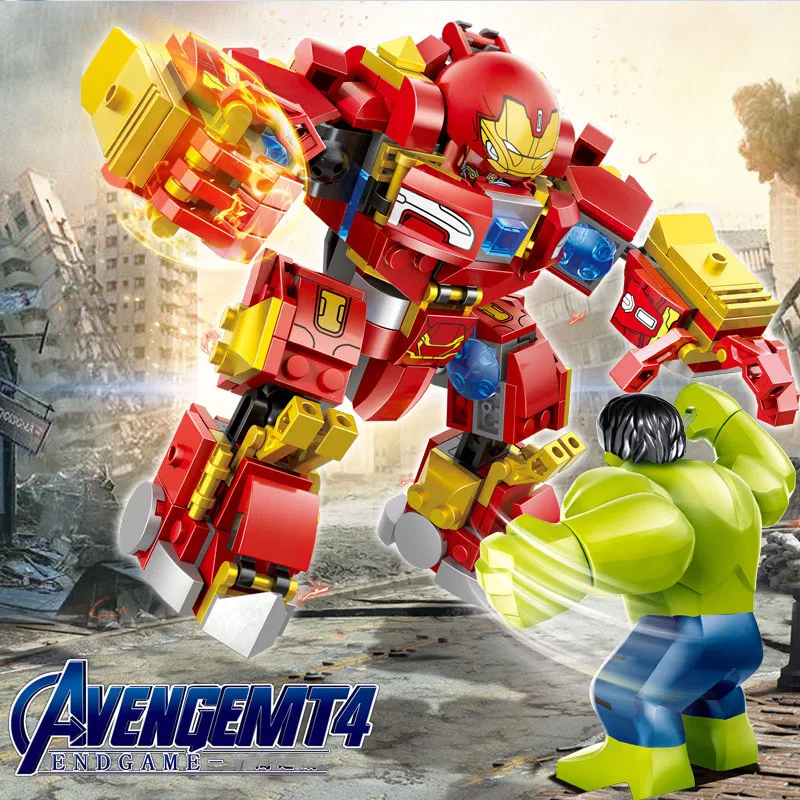 Legoinglys Marvel Мстители супер герой танос Халк Железный человек военная машина Buster