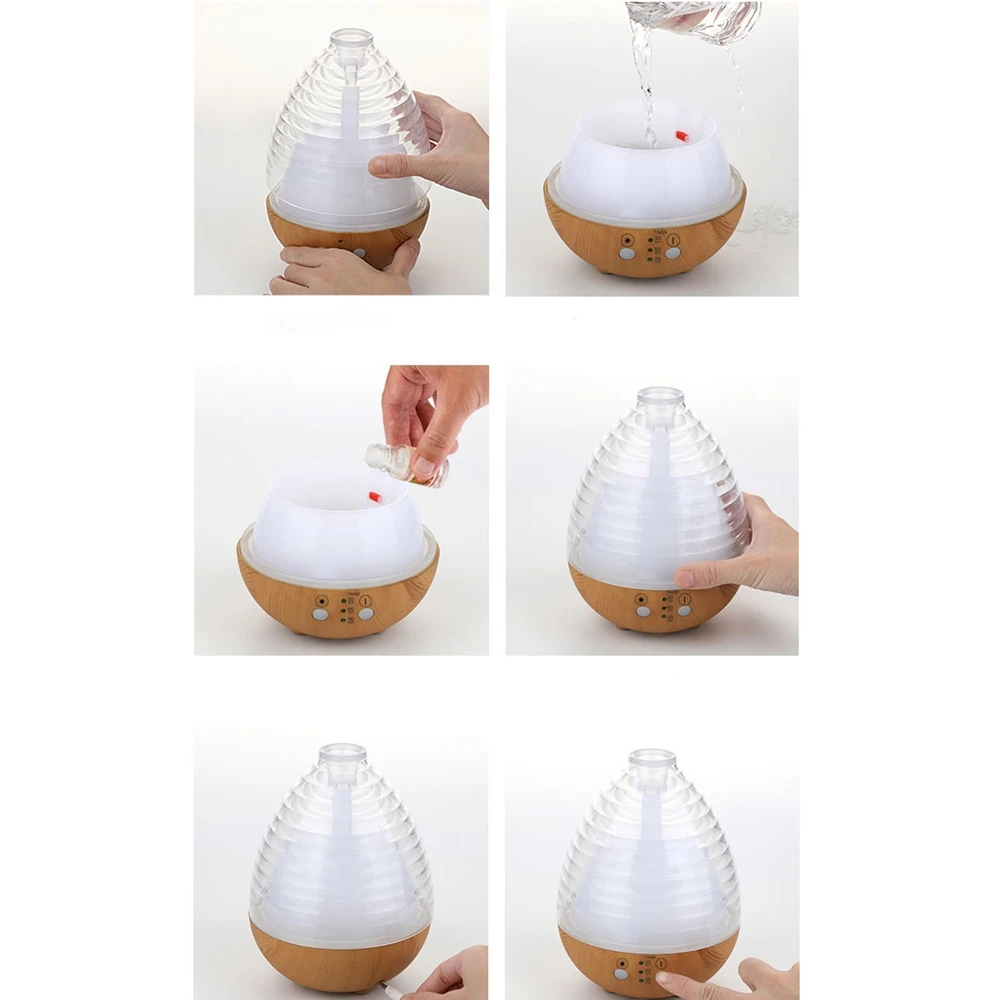 

USB Wood Grain Essential Oil Diffuser Sonic Humidifier Household Aroma Diffuser Aromatherapy Mist Maker with Light