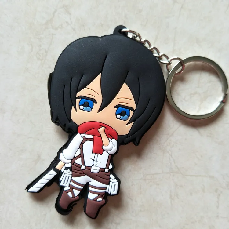 

Anime Figure Keychains Attack On Titan Key Chains 3D Silica Gel Key Rings Wings of Liberty Keychain Kids Key Holder Trinket Gift