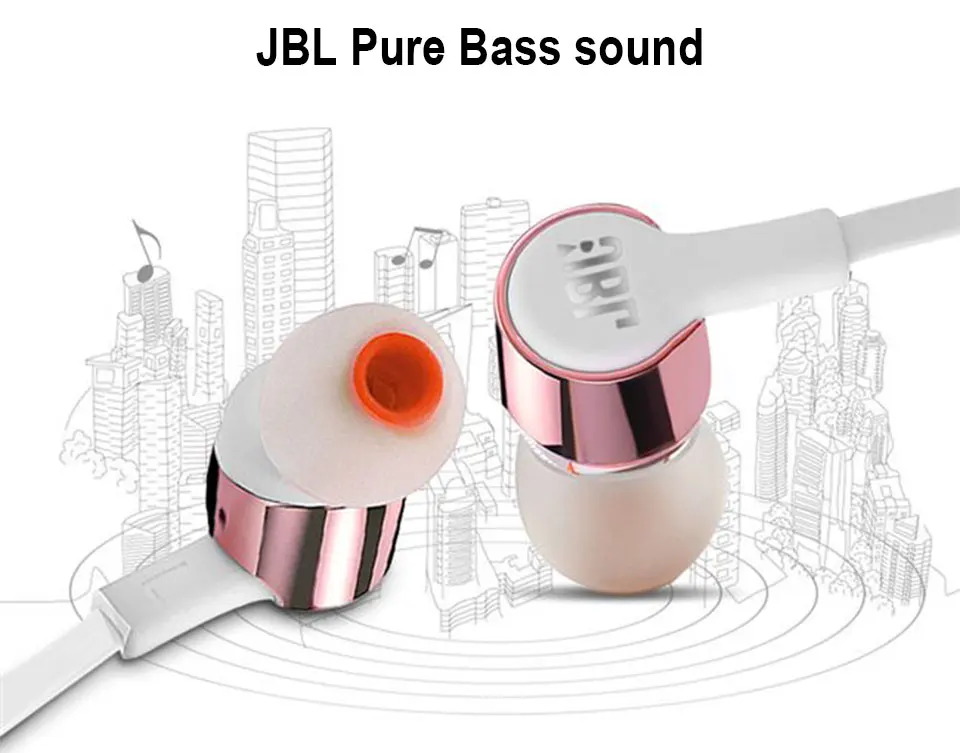 JBL T210 3,5 мм проводные наушники стерео бас Музыка спортивная Гарнитура 1 кнопка дистанционного вызова с микрофоном для iPhone/Xiaomi/huawei