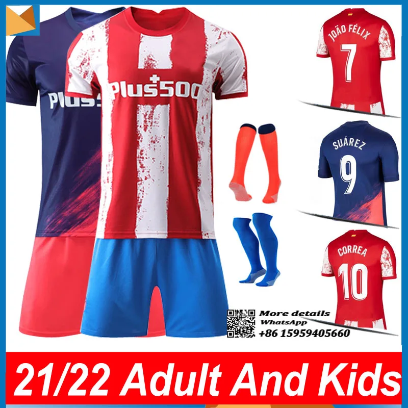 

21/22 New Season Top Quality Atletico MadridES Home Away Soccer Jersey Man kids DEMBELE SUAREZ GRIEZMANN JOAO FELIX men T-shirt