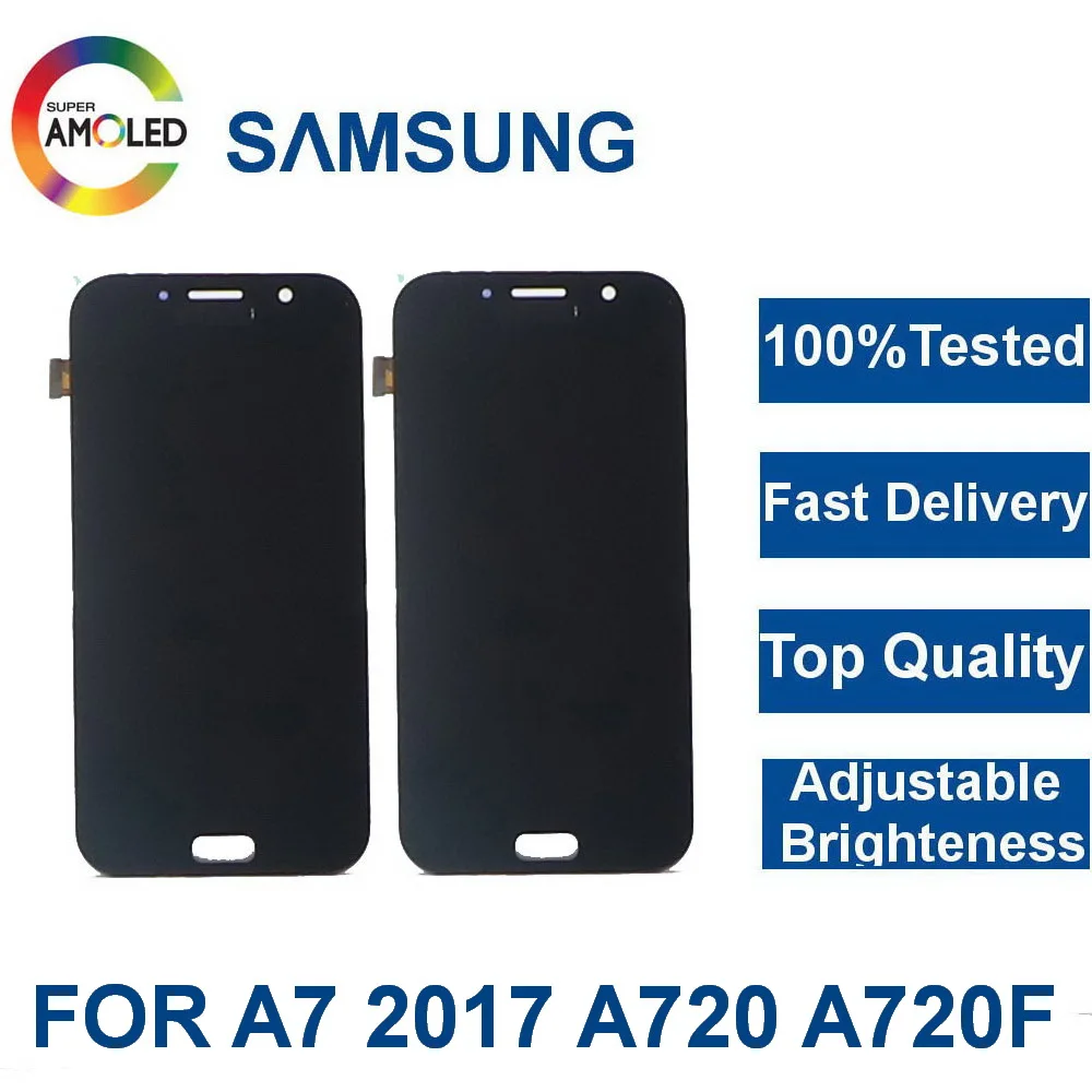 Super AMOLED для телефонов Samsung Galaxy A7 2017 A720 A720F A720M ЖК дисплей сенсорный экран дигитайзер