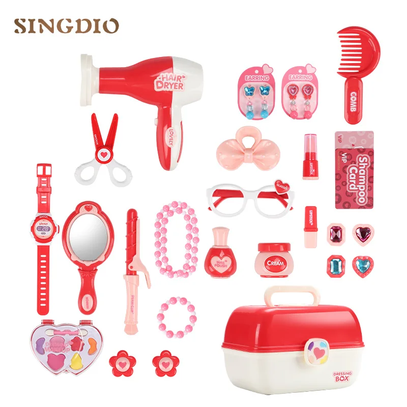 Притворяйтесь Играйте в Игрушки для макияжа розовый набор принцесса