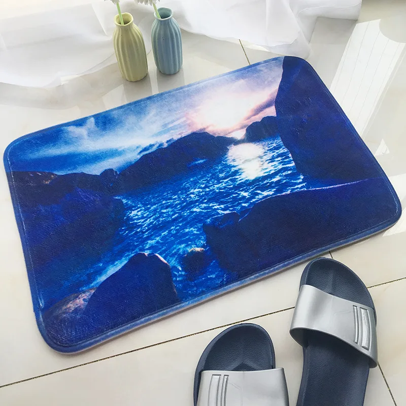 3D булыжник печатных фланелевый дверной коврик для входной двери впитывающие