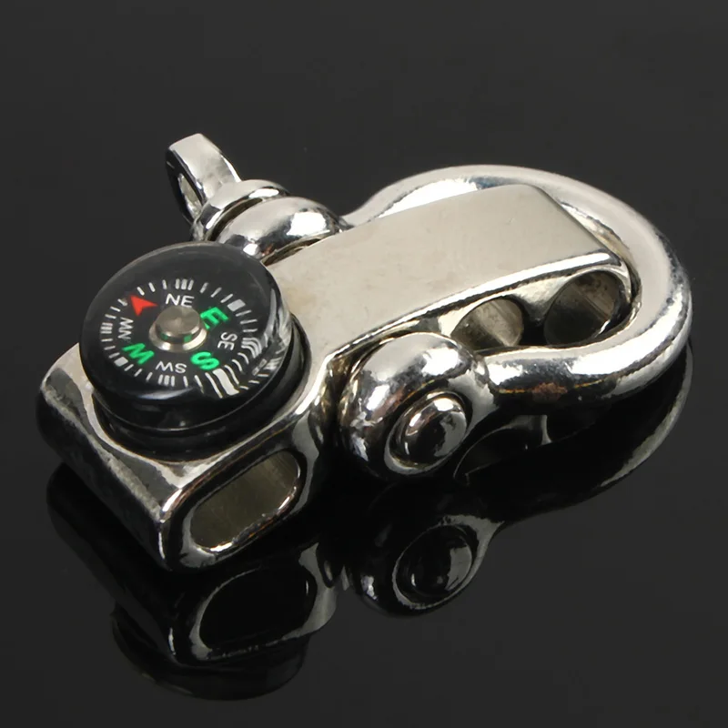 

Stainless Steel Adjustable Buckle Paracord Survival Bracelet Shackle W/ Compass