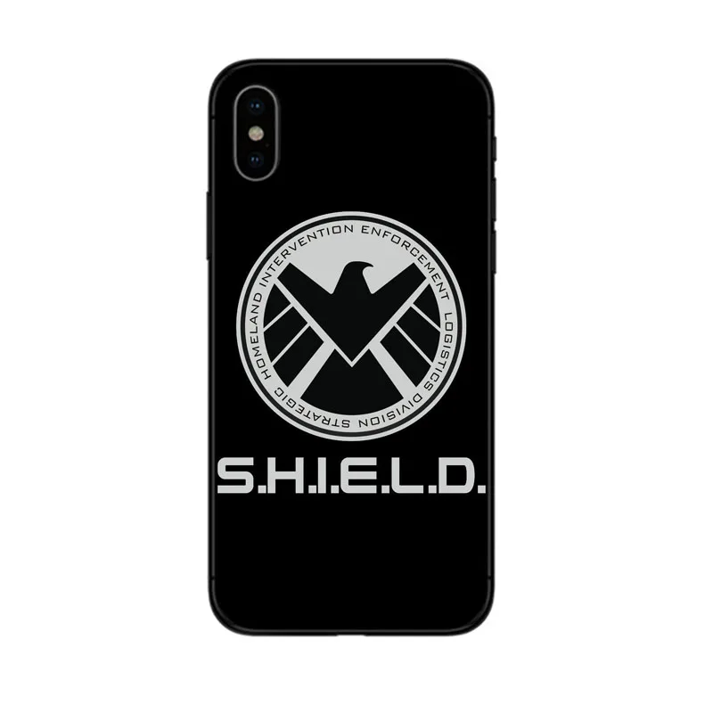 Марвел из Мстителей Щит чехол для телефона черный силикон apple iphone SE XR 5 6 5s X 7 8 6S PLUS XS
