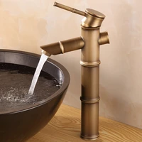 bathroom faucet antique brass basin sink faucet waterfall luxury tall bamboo hot cold mixer water tap single kitchen accessories
