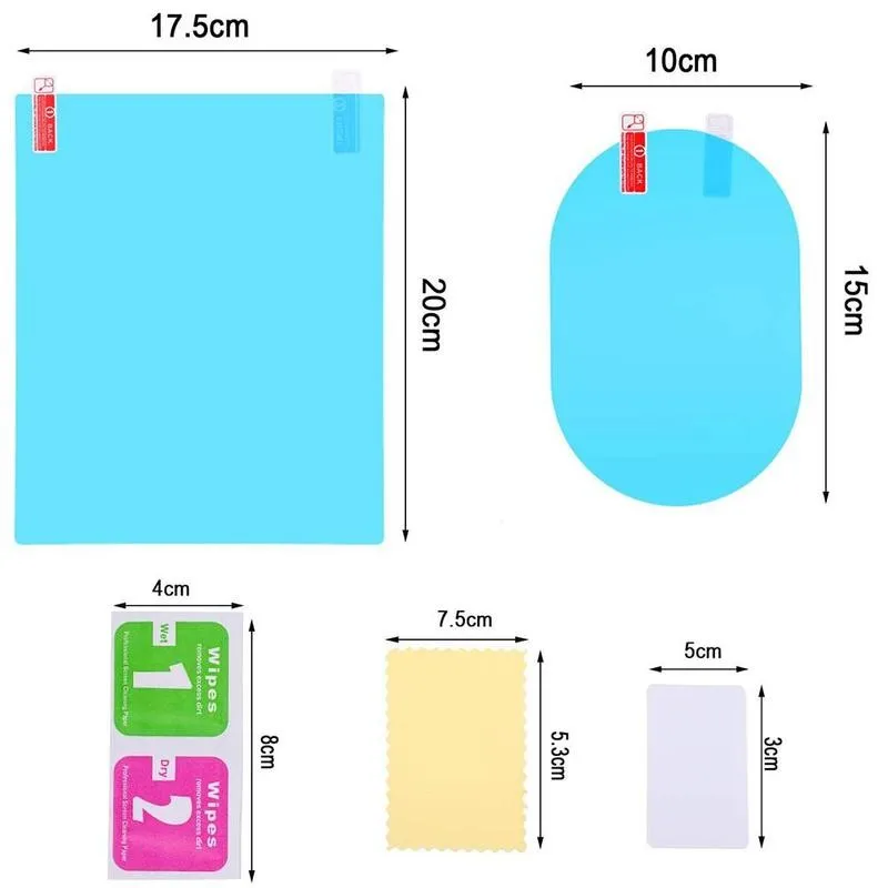 

12pcs/set Car Rearview Mirror Protective Film Universal Film Waterproof Rainproof Clear Mirror Window Car Rearview Anti-fog F9Q3