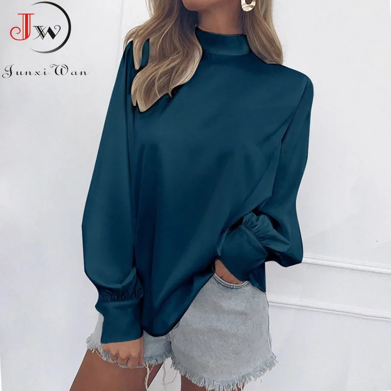 Женская блузка 2019 Осенняя однотонная Водолазка Топы Блузки повседневные