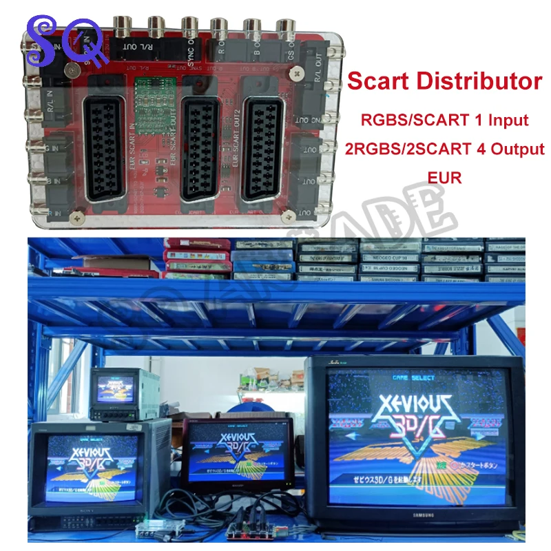 Акриловый чехол Mini SCART дистрибьютор преобразователь видео RGBS/SCART 1 в 2RGBs/SCART 4 Out Auto
