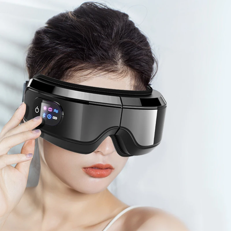 للبيع العين مدلك بلوتوث شحن Eyecare أداة ضغط الهواء الاهتزاز لصقة تسخين العين الطلاب مدلك