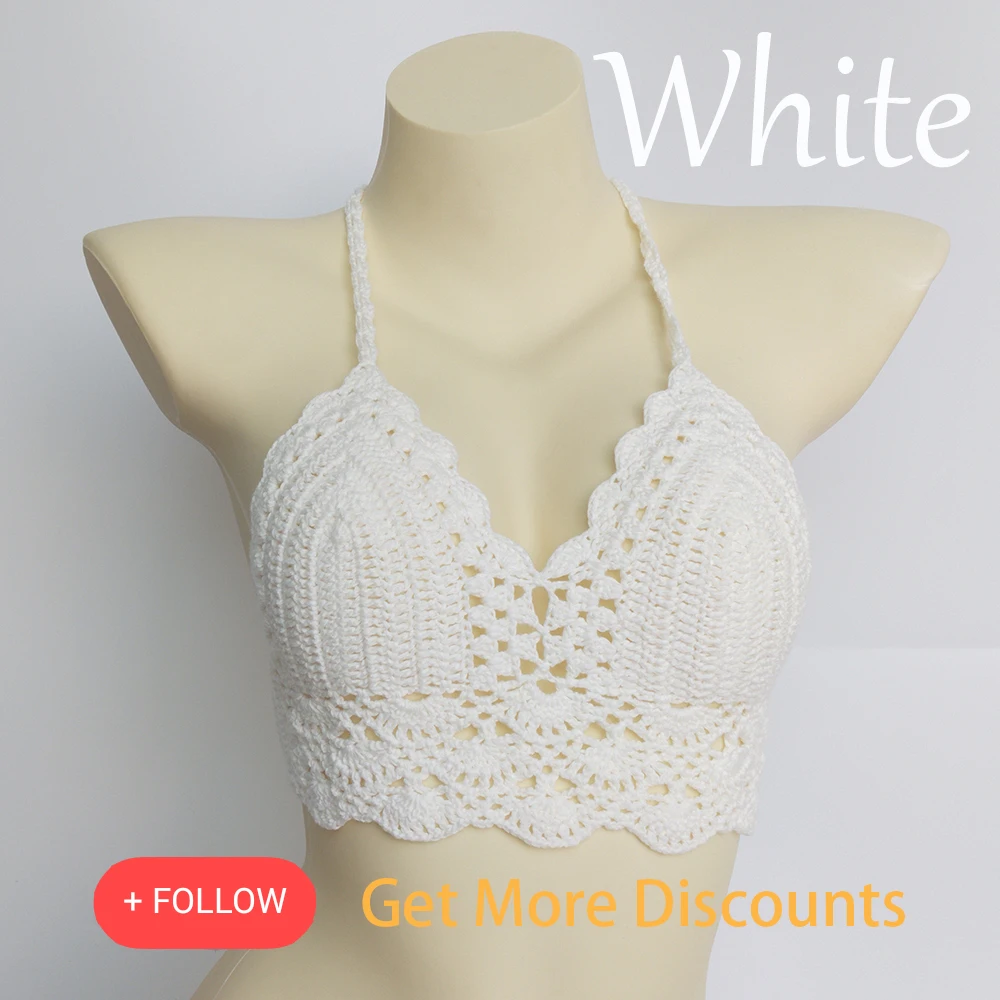 10 Colors Have Lining Womens Bikini Top Sexy Crochet Knit Separate Female Swimsuit Push Up Bra Beachwear Plus Size Bathing Suits