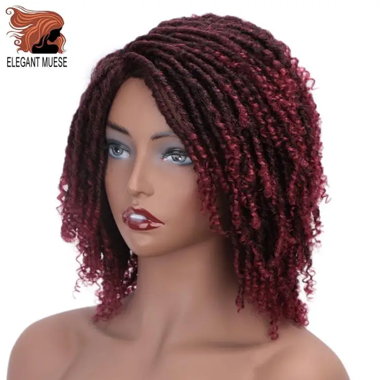 Elegant MUSES короткие синтетические парики для Для женщин 6 дюймов длинные мягкие Faux locs волосы парик с эффектом деграде(переход от темного к черный жук, вязанные крючком парики из косичек
