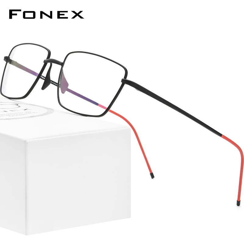 

FONEX Pure Titanium Eyeglasses Frame Men Square Prescription Glasses Women 2021 New Myopia Optical Eyewear F8564