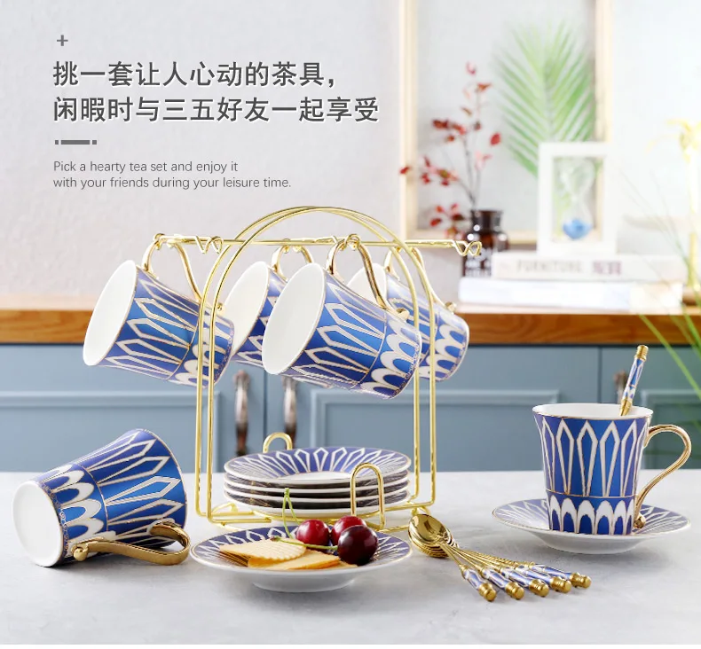 

European Coffee Cup Saucer Set Ceramic Luxury Royal Tea Cup Summer Mate Cups Fine Bone China Gift Tazas Cafe Dinner Cups AC50CK