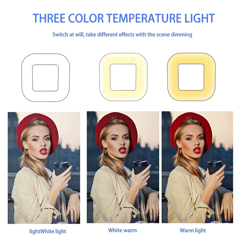 Фон для фотосъемки светодиодный Selfie Ring Light 18/28 см с регулируемой яркостью Камера