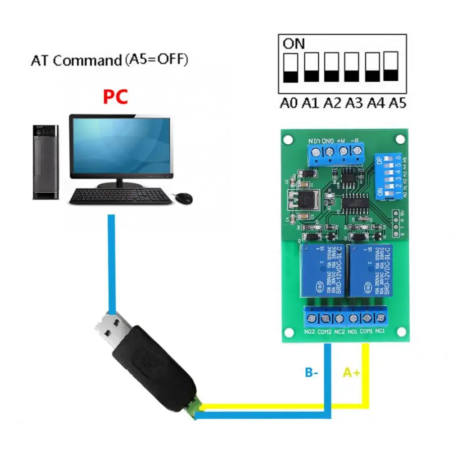 RS485 Реле RTU & AT Command 2 Канальный Релейный Модуль PLC контроллер UART последовательный
