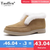 taoffen women snow boots cow suede plush fur warm winter shoes ladies fashion short boots female footwear size 35 41