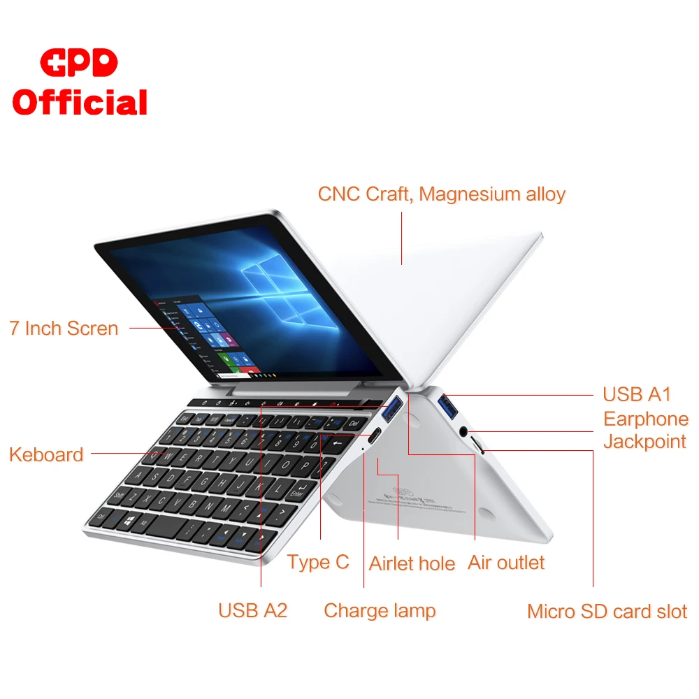 Оригинальная последней модели GPD Pocket2 карман 2 Процессор m3 8100y 7 дюймов Сенсорный