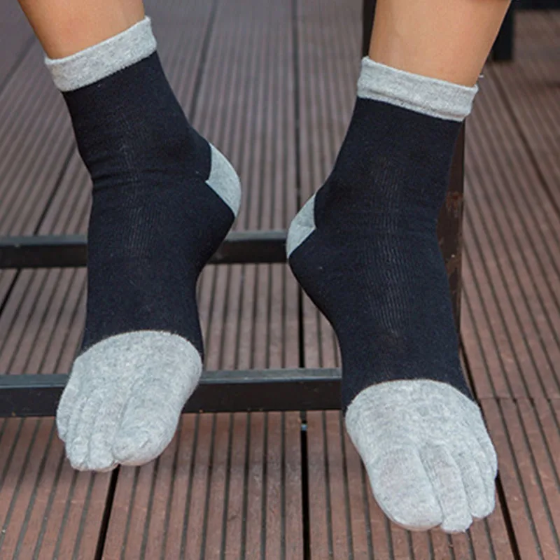 5 Pairs Mans Five Finger Happy Socks Soft Cotton Business Work Socks Street Fashion Anti Friction Casual Socks with Toes Sokken