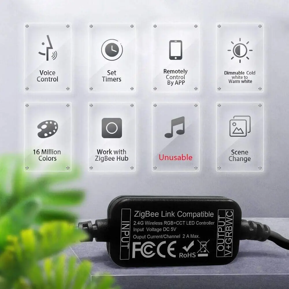 Smart ZigBee USB Strip Light RGBWW Work with Hue Bridge Lightify Hub SmartThings and Amazon Echo Plus for APP/Voice Control RGB | Лампы и