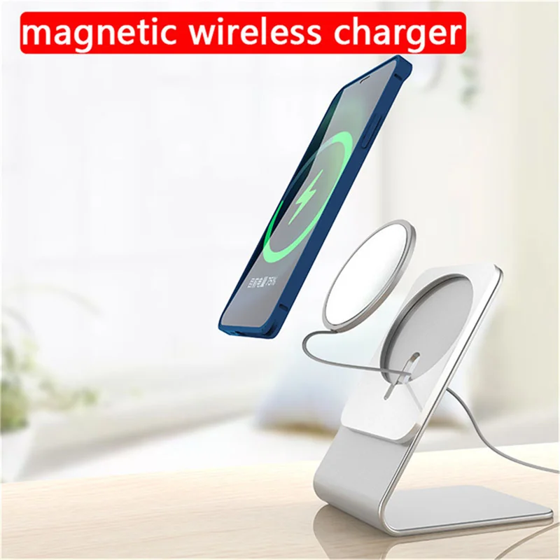 magnetic phone holder 15w wireless charger aluminum desktop stand compatible with apple wireless charging for iphone 12 pro max free global shipping