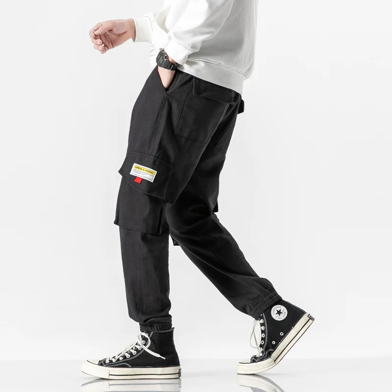 Брюки карго мужские черные уличная одежда джоггеры повседневный спортивный