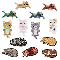 50pcslot anime cartoon cat kitty embroidery patch animal clothing decoration sewing accessories diy iron heat transfer applique