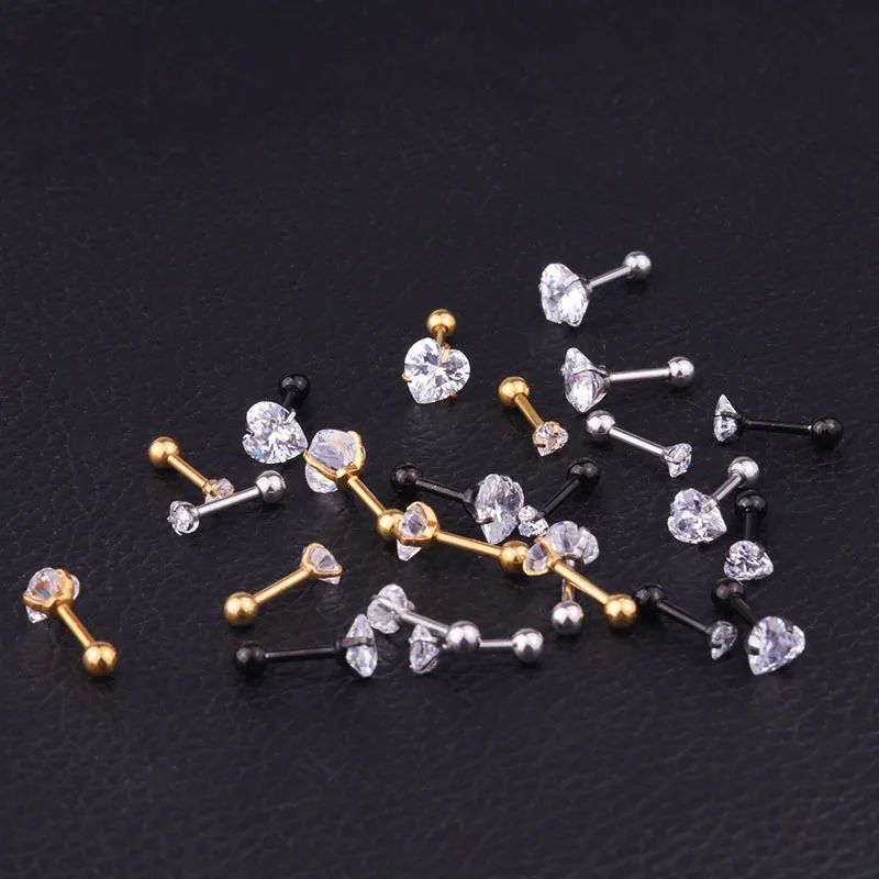 Серьга гвоздик из нержавеющей стали для пирсинга хрящевой ткани козелка и