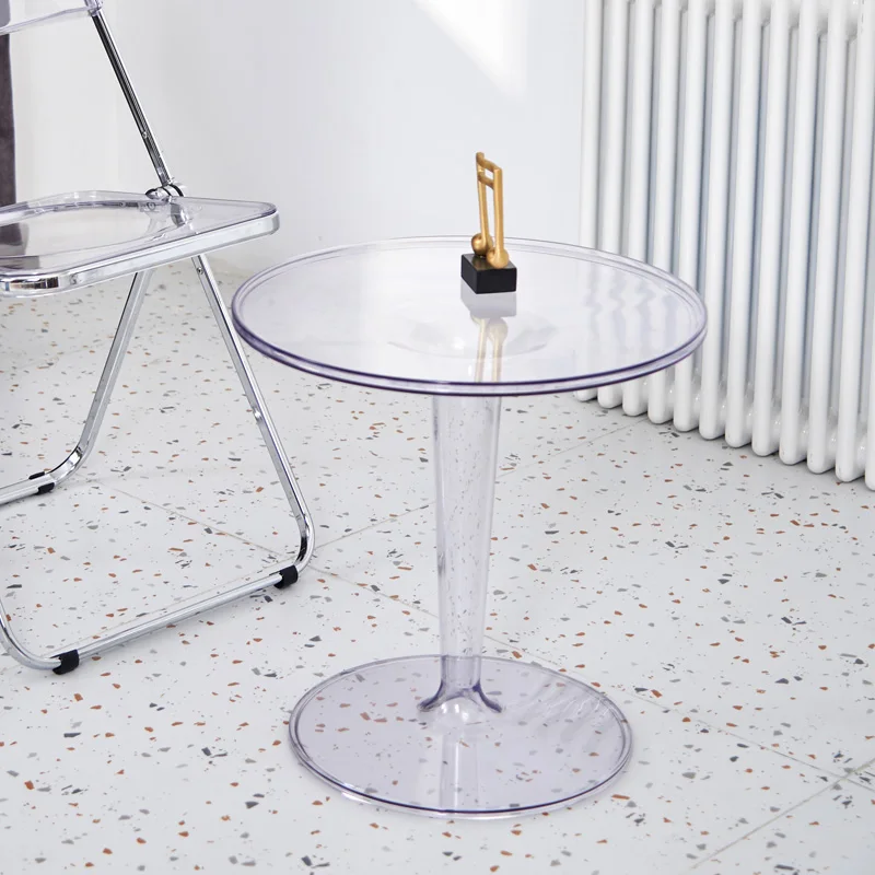 Круглые журнальные столики прозрачный коричневый зеркальный прикроватный