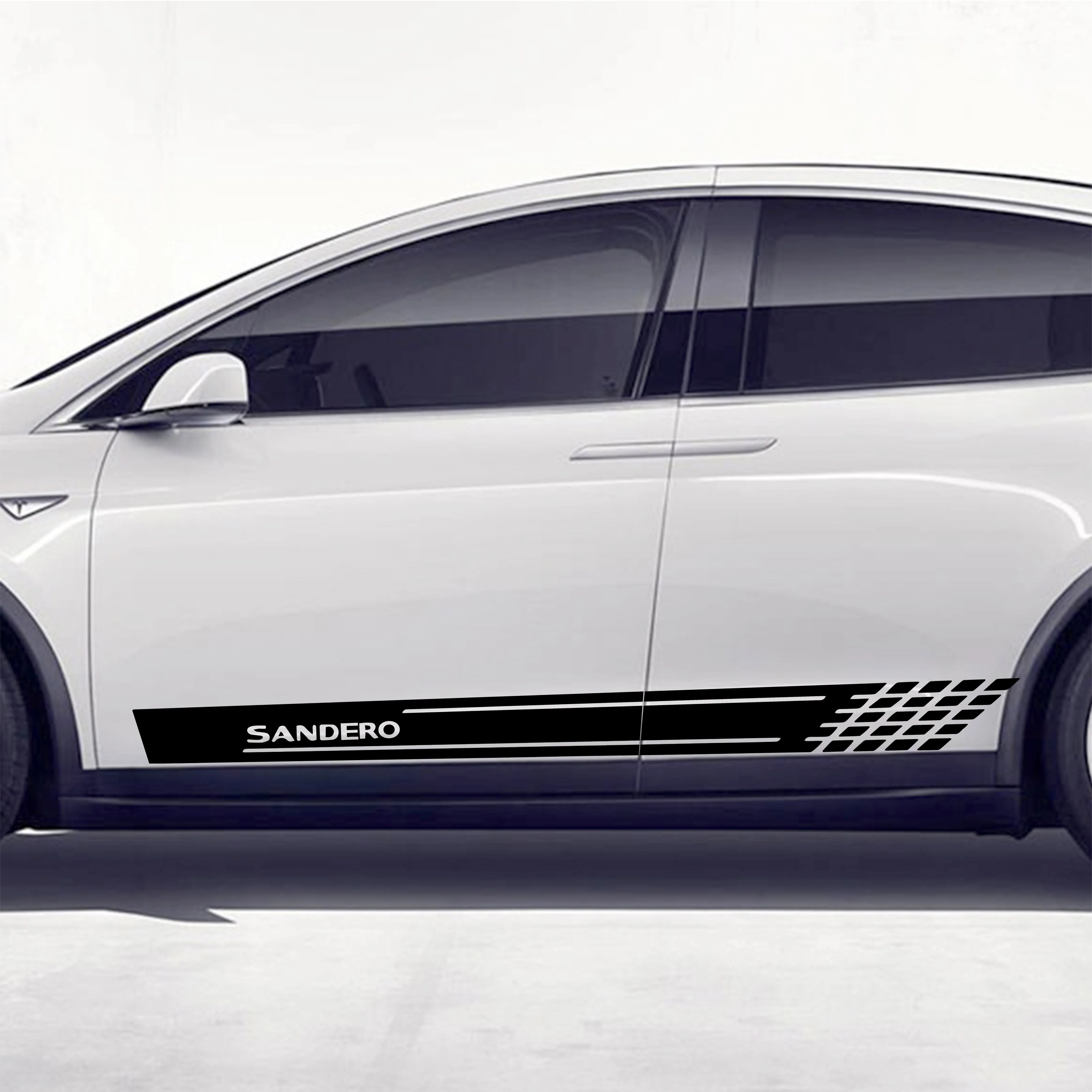 

2 шт. виниловые украшения для Renault Sandero, аксессуары для тюнинга автомобиля, полосы для боковых дверей автомобиля, наклейки, наклейки