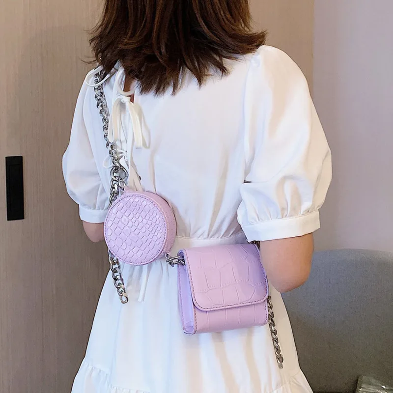 

2021 Women 2 Piece Set Crossbody Bag Alligator Pattern Small Bags Pu Leather Chain Shoulder Bag Women's Crossbody Handbgas