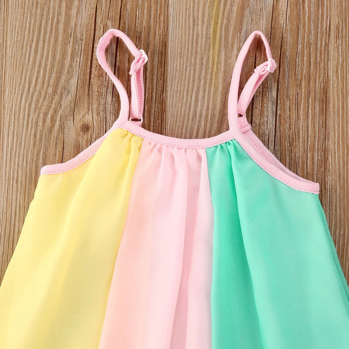 2020 Радужное платье на бретелях милое Хлопковое для маленьких девочек детское