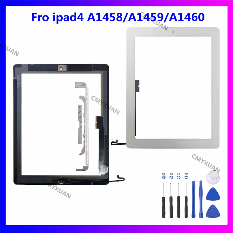 Для iPad 4 экран дигитайзер сенсорный стекло A1416 A1430 A1403 A1458 A1459 A1460 панель с кнопкой |