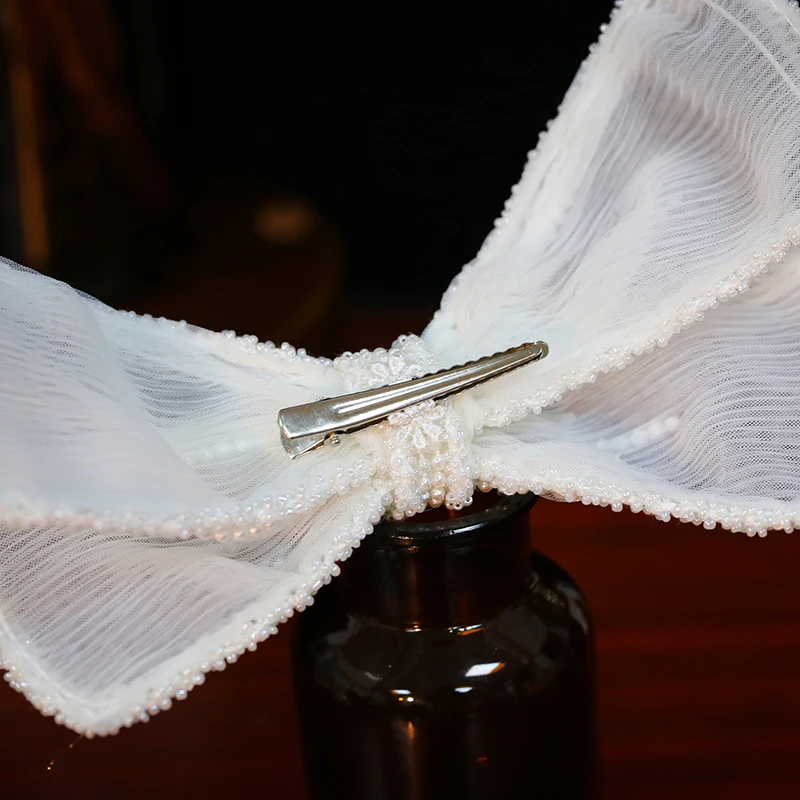 

Pearl Bijoux Cheveux Mariage White Bowknot Hair Accessories For Women Bride To Be Headdress Headpiece Bridal Weeding Accessoire