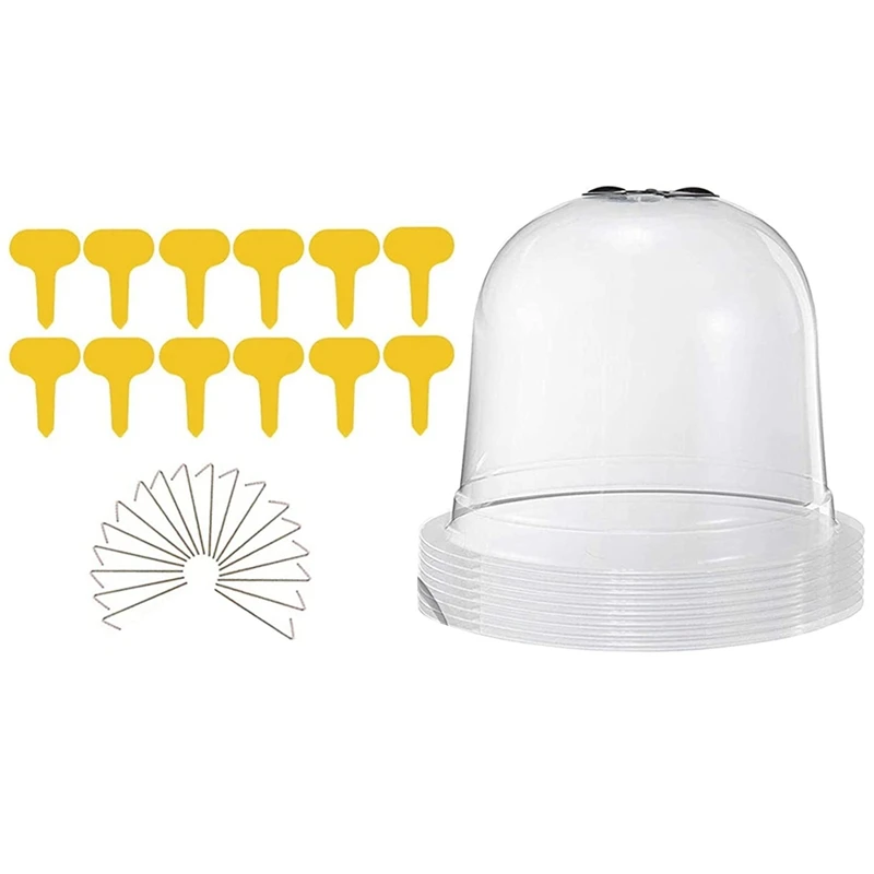 

Садовый колокол, 6 шт. в упаковке, защита растений, искусственная мини-теплица с 18 закрепляющими колышками для земли и 12 искусственных участк...