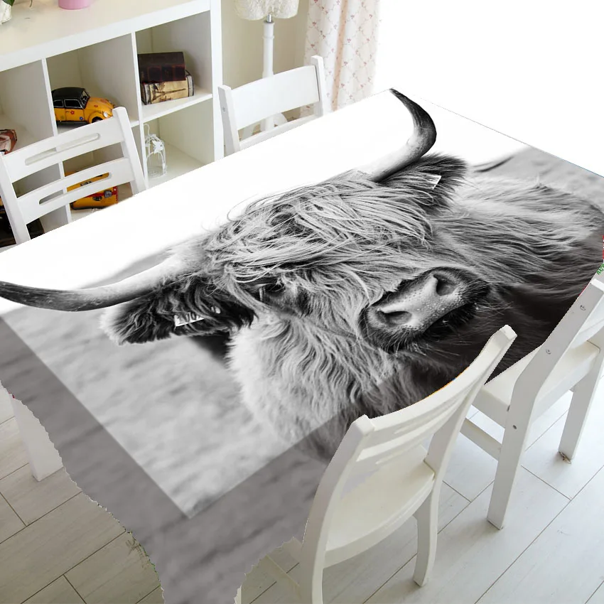 

Nordic Portrait of A Highland Cow Home Decor Wildlife Highland Cattle Cow Tablecloth for Rectanlge Square Table Cloth Cover Gift