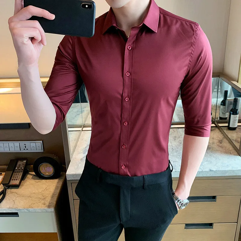 Мужская рубашка большого размера черная облегающая деловая 3xl 4xl | одежда