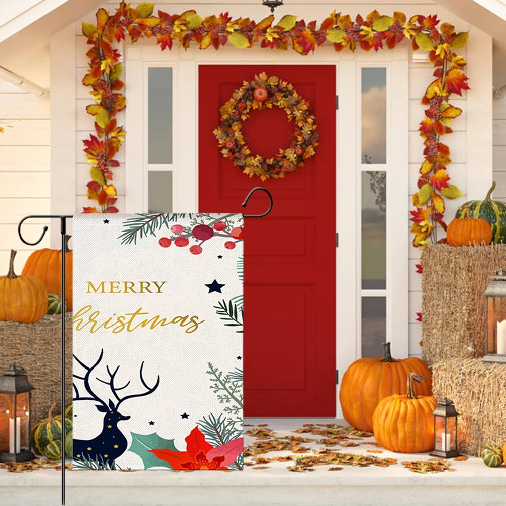 

Christmas Garden Flag DIY Merry Christmas Indoor Outdoor Santa Claus Home Yard Flag Banner Festival Household Hanging Flag Decor