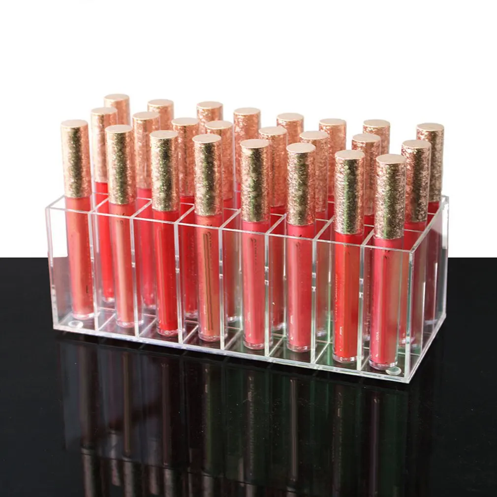 24 Grids Makeup Organizer Acrylic Lipstick Storage Box Cosmetic Display Stand Holder Jewelry Case|Наборы для макияжа| |