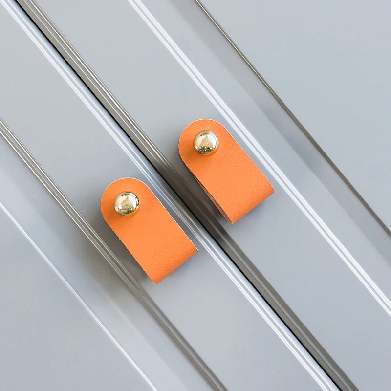 Мягкие кожаные латунные мебельные ручки безопасные детские дверные и для шкафа