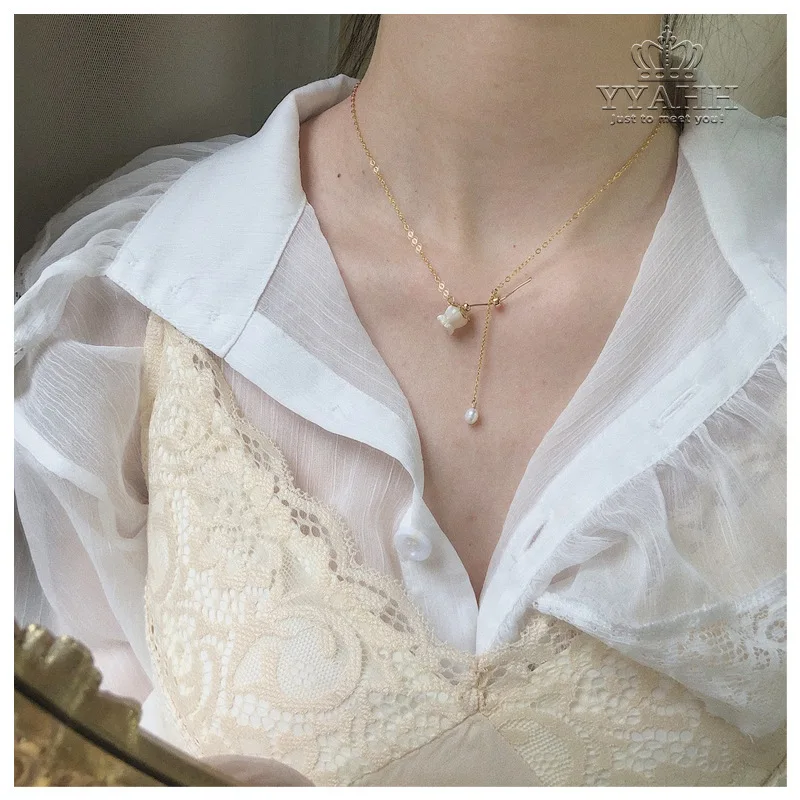 

Super Whitening Good for Hand-made Moonlight Rose Natural Pearl Necklace Girl