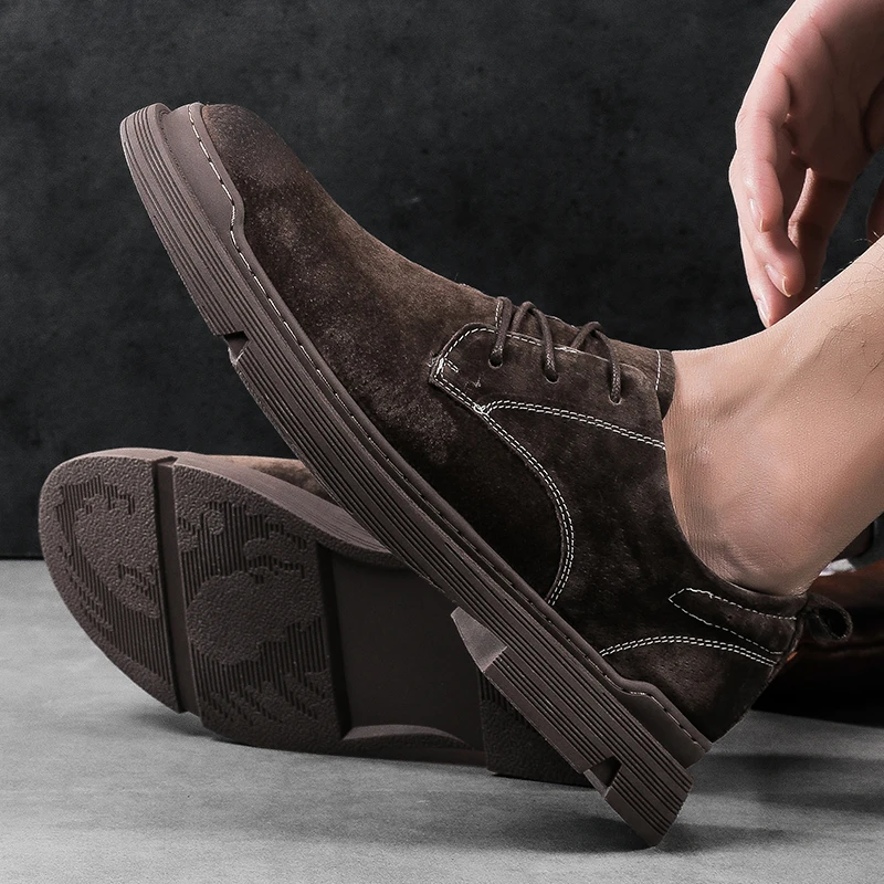 High Quality Mens Shoes Suede Handmade Brand Outdoor Platform Jeans Boots Spring Autumn For Men Travel Non-Slip Shoe | Обувь