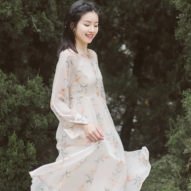 2019 Новая модная женская одежда винтажное платье с принтом зимнее |